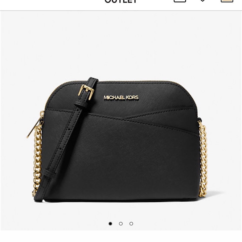 Michael Kors Black and Gold Crossbody Bag with Dome Shape